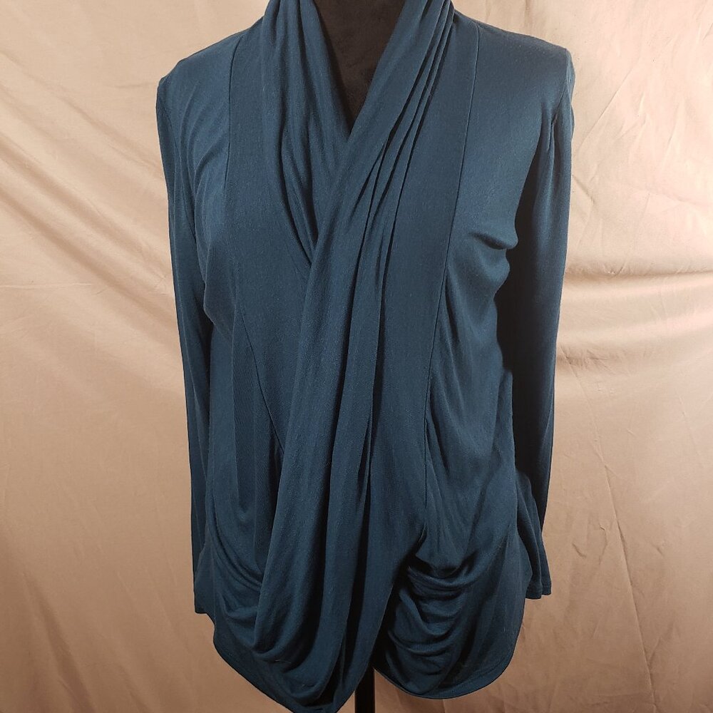 GINGER G Teal Draped Sweater Top, Size L